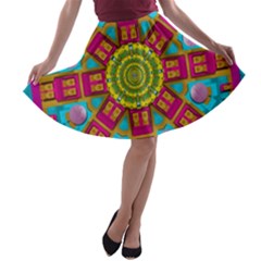 Sunny And Bohemian Sun Shines In Colors A-line Skater Skirt by pepitasart