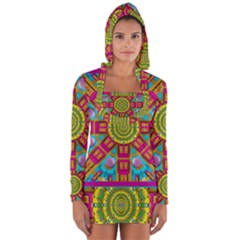 Sunny And Bohemian Sun Shines In Colors Long Sleeve Hooded T-shirt by pepitasart