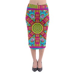 Sunny And Bohemian Sun Shines In Colors Midi Pencil Skirt by pepitasart