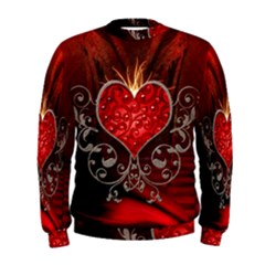 Wonderful Heart With Wings, Decorative Floral Elements Men s Sweatshirt by FantasyWorld7