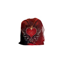 Wonderful Heart With Wings, Decorative Floral Elements Drawstring Pouches (xs)  by FantasyWorld7