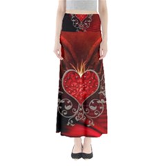 Wonderful Heart With Wings, Decorative Floral Elements Full Length Maxi Skirt by FantasyWorld7