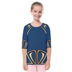 Art Nouveau,vintage,floral,belle Époque,elegant,blue,gold,art Deco,modern,trendy Kids  Quarter Sleeve Raglan Tee