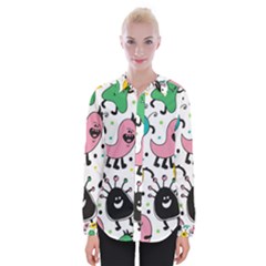 Cute And Fun Monsters Pattern Womens Long Sleeve Shirt