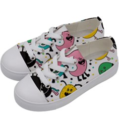 Cute And Fun Monsters Pattern Kids  Low Top Canvas Sneakers by Bigfootshirtshop