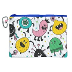 Cute And Fun Monsters Pattern Canvas Cosmetic Bag (xl)