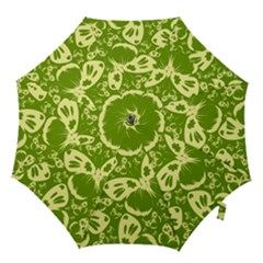 Pale Green Butterflies Pattern Hook Handle Umbrellas (small) by Bigfootshirtshop