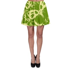 Pale Green Butterflies Pattern Skater Skirt by Bigfootshirtshop