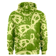 Pale Green Butterflies Pattern Men s Pullover Hoodie by Bigfootshirtshop