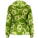 Pale Green Butterflies Pattern Women s Pullover Hoodie View2