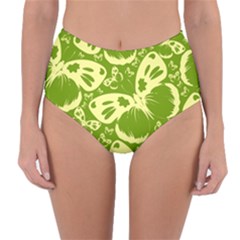 Pale Green Butterflies Pattern Reversible High-waist Bikini Bottoms by Bigfootshirtshop