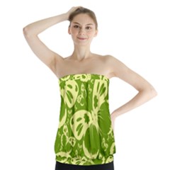 Pale Green Butterflies Pattern Strapless Top by Bigfootshirtshop