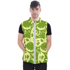 Pale Green Butterflies Pattern Men s Puffer Vest by Bigfootshirtshop