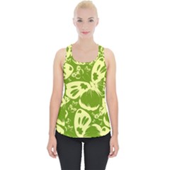 Pale Green Butterflies Pattern Piece Up Tank Top