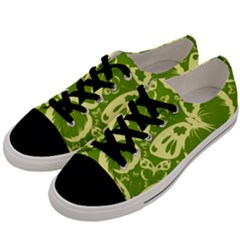 Pale Green Butterflies Pattern Men s Low Top Canvas Sneakers by Bigfootshirtshop