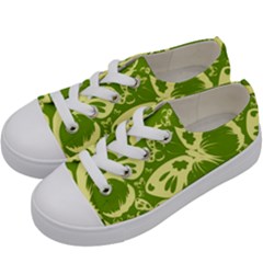 Pale Green Butterflies Pattern Kids  Low Top Canvas Sneakers by Bigfootshirtshop