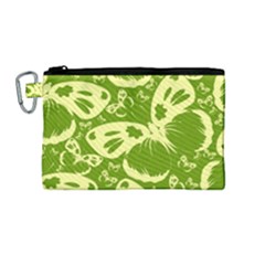 Pale Green Butterflies Pattern Canvas Cosmetic Bag (medium)