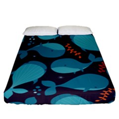 Blue Whale Pattern Fitted Sheet (queen Size) by Bigfootshirtshop