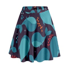 Blue Whale Pattern High Waist Skirt by Bigfootshirtshop