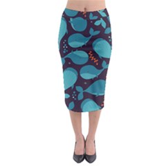 Blue Whale Pattern Midi Pencil Skirt by Bigfootshirtshop