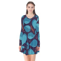 Blue Whale Pattern Flare Dress by Bigfootshirtshop