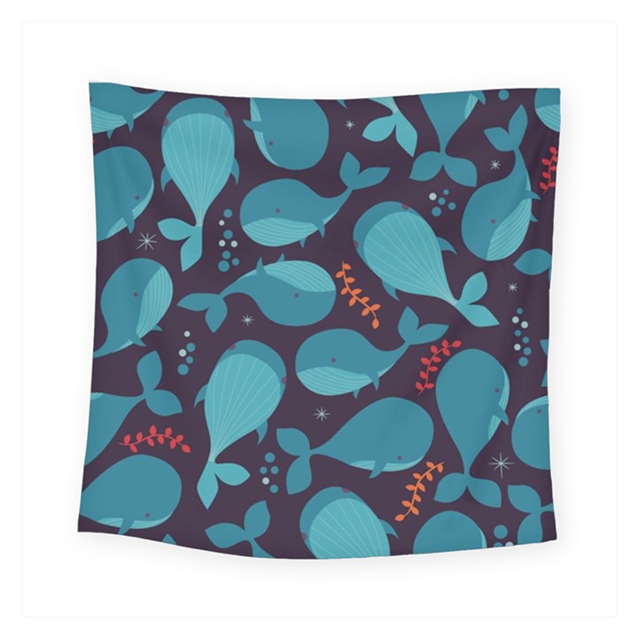 Blue Whale Pattern Square Tapestry (Small)