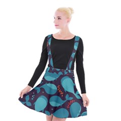 Blue Whale Pattern Suspender Skater Skirt by Bigfootshirtshop