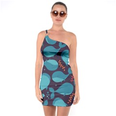 Blue Whale Pattern One Soulder Bodycon Dress by Bigfootshirtshop