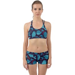 Blue Whale Pattern Back Web Sports Bra Set