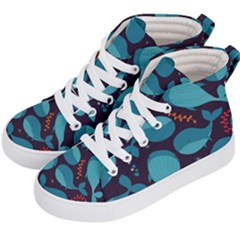 Blue Whale Pattern Kid s Hi-top Skate Sneakers by Bigfootshirtshop