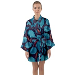 Blue Whale Pattern Long Sleeve Kimono Robe by Bigfootshirtshop