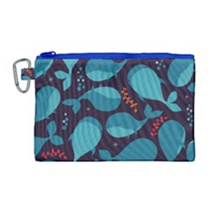 Blue Whale Pattern Canvas Cosmetic Bag (large)