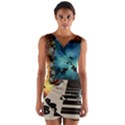 Music, Piano With Birds And Butterflies Wrap Front Bodycon Dress View1