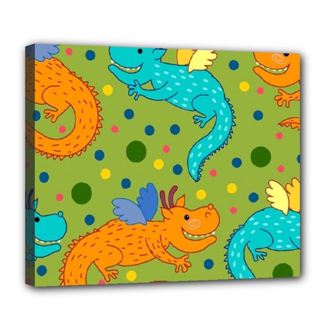 Colorful Dragons Pattern Deluxe Canvas 24  X 20   by Bigfootshirtshop