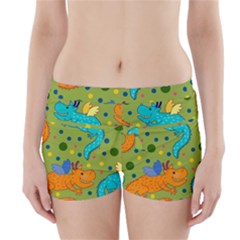 Colorful Dragons Pattern Boyleg Bikini Wrap Bottoms