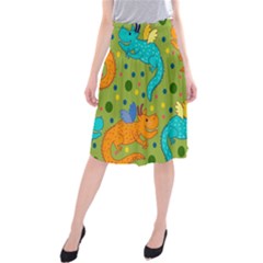 Colorful Dragons Pattern Midi Beach Skirt by Bigfootshirtshop