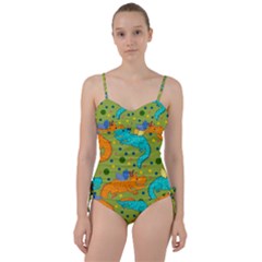 Colorful Dragons Pattern Sweetheart Tankini Set