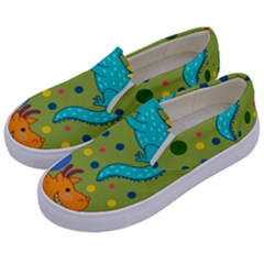 Colorful Dragons Pattern Kids  Canvas Slip Ons by Bigfootshirtshop