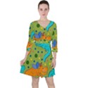 Colorful Dragons Pattern Ruffle Dress View1