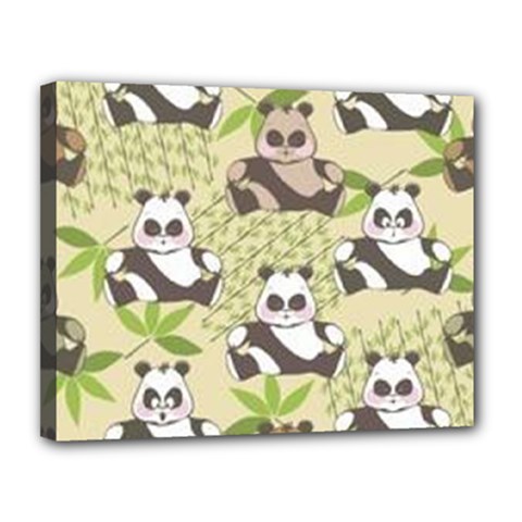 Fun Panda Pattern Canvas 14  X 11  by Bigfootshirtshop