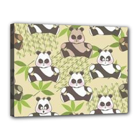 Fun Panda Pattern Canvas 16  X 12  by Bigfootshirtshop