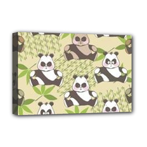 Fun Panda Pattern Deluxe Canvas 18  X 12   by Bigfootshirtshop