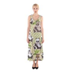 Fun Panda Pattern Sleeveless Maxi Dress by Bigfootshirtshop