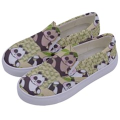 Fun Panda Pattern Kids  Canvas Slip Ons by Bigfootshirtshop