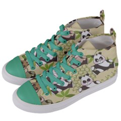 Fun Panda Pattern Women s Mid-top Canvas Sneakers