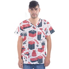 Christmas Gift Sketch Men s V-neck Scrub Top