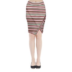 Christmas Stripes Pattern Midi Wrap Pencil Skirt by patternstudio