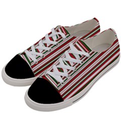 Christmas Stripes Pattern Women s Low Top Canvas Sneakers by patternstudio