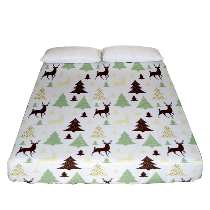 Reindeer Tree Forest Fitted Sheet (Queen Size)