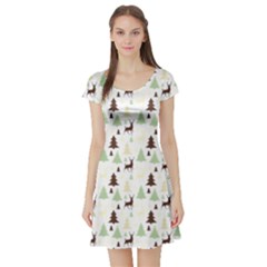 Reindeer Tree Forest Short Sleeve Skater Dress by patternstudio